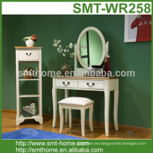 Tocador moderno con espejo y taburete Muebles de lujo Muebles de madera maciza americana